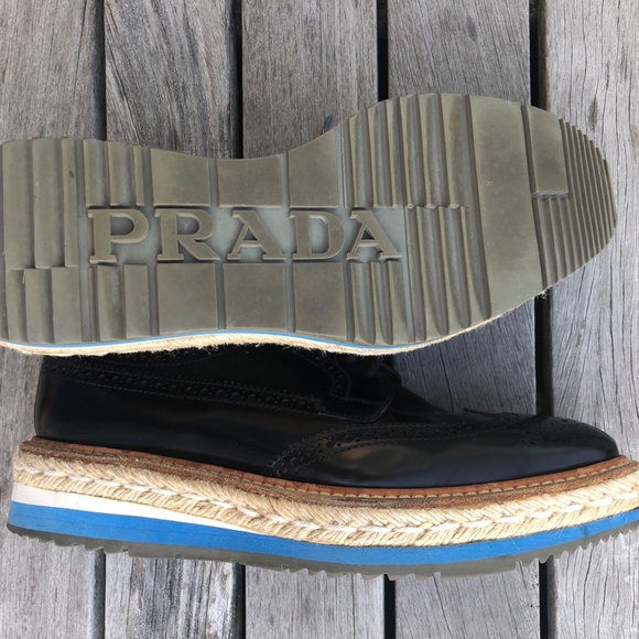 Prada espadrille Oxford brogue flatform shoes - Picture 4 of 4